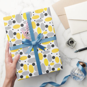 Gele Grijze Boon Retro Patroon voor Home Decor Cadeaupapier