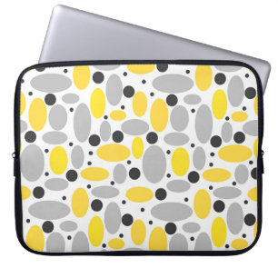Gele Grijze Boon Retro Patroon voor Home Decor Laptop Sleeve