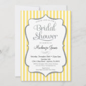 Gele grijze bridal Shower Invitation Silver Stripe Kaart (Voorkant)