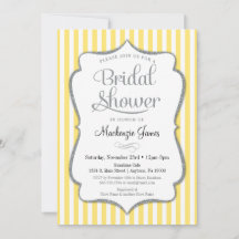 Gele grijze bridal Shower Invitation Silver Stripe