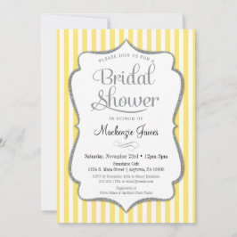 Gele grijze bridal Shower Invitation Silver Stripe Kaart