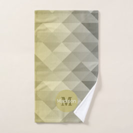 Gele grijze cel Ombre Geometrische patroonogram Bad Handdoek