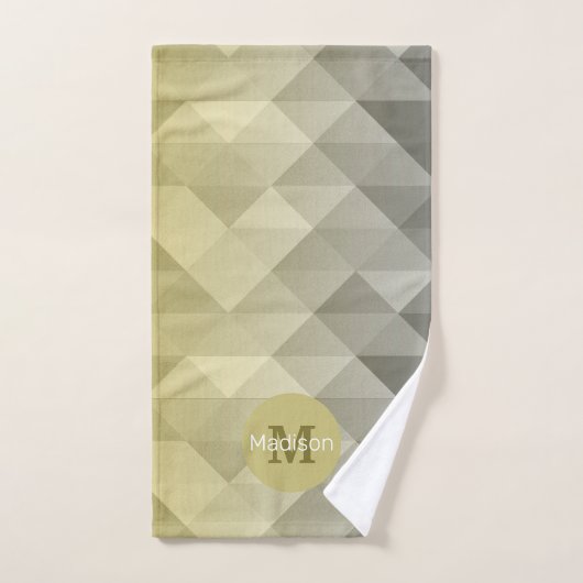 Gele grijze cel Ombre Geometrische patroonogram Bad Handdoek (Handdoek)