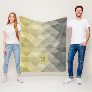 Gele grijze cel Ombre Geometrische patroonogram Fleece Deken