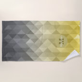 Gele grijze cel Ombre Geometrische patroonogram Strandlaken (Voorkant)