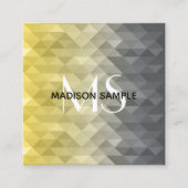 Gele grijze cel Ombre Geometrische patroonogram Vierkante Visitekaartje (Voorkant)