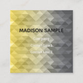 Gele grijze cel Ombre Geometrische patroonogram Vierkante Visitekaartje (Achterkant)