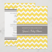 Gele grijze Chevron Custom Baby Shower Invitaties Kaart (Voorkant / Achterkant)