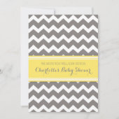 Gele grijze Chevron Custom Baby Shower Invitaties Kaart (Voorkant)