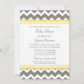 Gele grijze Chevron Custom Baby Shower Invitaties Kaart (Achterkant)