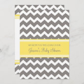 Gele grijze Chevron Custom Baby Shower Invitaties Kaart (Voorkant / Achterkant)