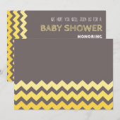 Gele grijze Chevron Custom Baby Shower Invitaties Kaart (Voorkant / Achterkant)