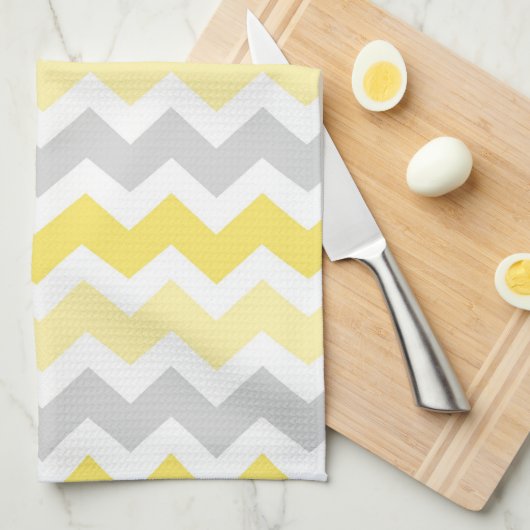 Gele grijze Chevron Kitchen Cloth Towel Theedoek (Quarter Fold)
