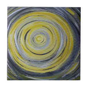 gele grijze cirkels tegeltje