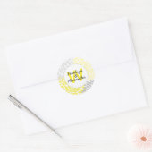 Gele Grijze Dahlia Bruiloft Monogram Envelop Afdic Ronde Sticker (Envelop)