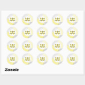 Gele Grijze Dahlia Bruiloft Monogram Envelop Afdic Ronde Sticker (Vel)