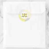 Gele Grijze Dahlia Bruiloft Monogram Envelop Afdic Ronde Sticker (Tas)
