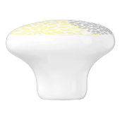 Gele grijze Dahlias bloesbloemen Keramische Knop (Zijkant)