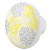 Gele grijze Dahlias bloesbloemen Keramische Knop (Rechts)