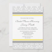 Gele grijze Damask Bridal Shower Invitation Cards Kaart (Achterkant)