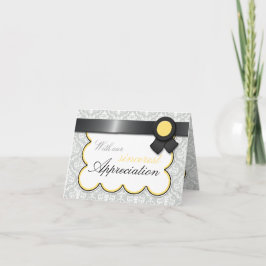 Gele & Grijze Damast Elegante Bedankkaartjes Bedankkaart