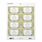 Gele Grijze Damast Waterfles - pas het aan! Etiket (Full Sheet)