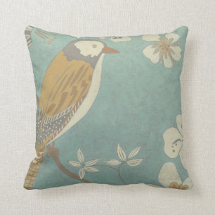 Gele, grijze en beige vogel op een tak kussen