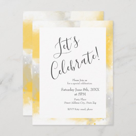 Gele grijze en witte Abstracte penseelstreken Kaart (Voorkant / Achterkant)