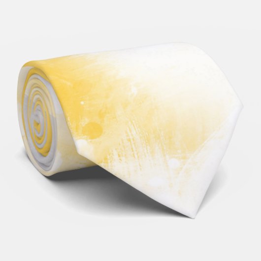 Gele grijze en witte Abstracte penseelstreken Stropdas (Opgerold)