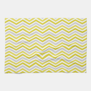 Gele, grijze en witte Chevron strepen Theedoek