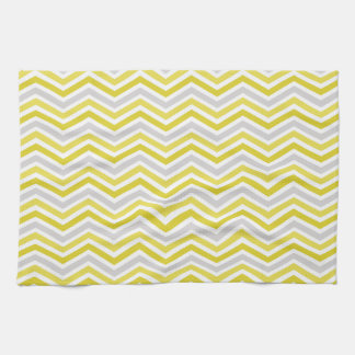 Gele, grijze en witte Chevron strepen Theedoek