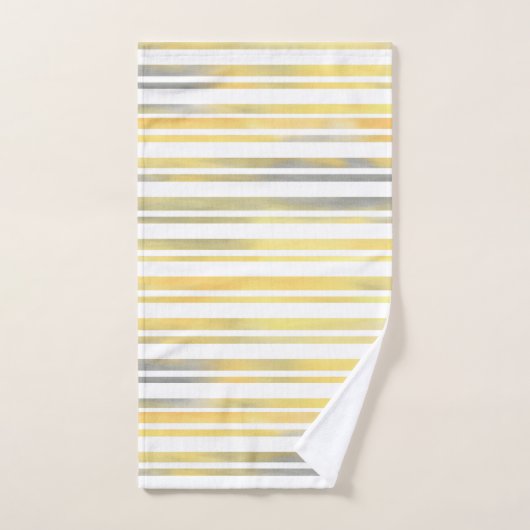Gele Grijze en Witte Strepen Bad Handdoek (Handdoek)