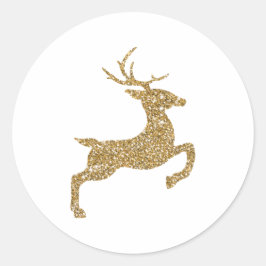 Gele grijze Faux Glitter look Jumping Deer Shape Ronde Sticker