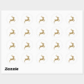 Gele grijze Faux Glitter look Jumping Deer Shape Ronde Sticker (Vel)