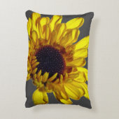 Gele Grijze Floral Golden Flower Abstract Accent Kussen (Achterkant (Verticaal))