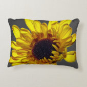 Gele Grijze Floral Golden Flower Abstract Accent Kussen (Achterkant)