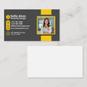 Gele Grijze Foto Moderne Minimalistische Professio Visitekaartje (Voorkant / Achterkant)