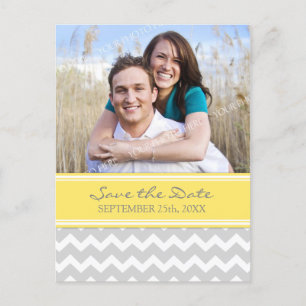Gele grijze foto Save the Date Wedding Briefkaarte Aankondigingskaart