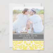 Gele grijze foto Weddenschap Sla de datumkaart op Save The Date (Achterkant)