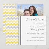 Gele grijze foto Weddenschap Sla de datumkaart op Save The Date (Voorkant / Achterkant)