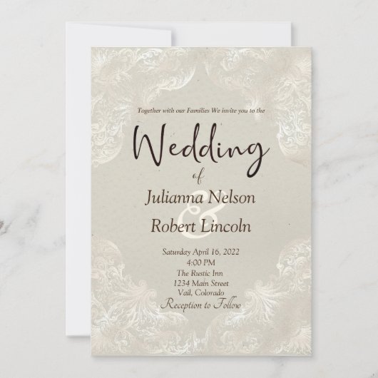 Gele grijze  gelaagde uitnodiging (Voorkant)