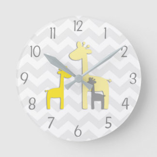 Gele grijze Giraffe Nursery Wall klok