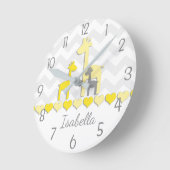 Gele grijze Giraffe wandklok (Hoek)