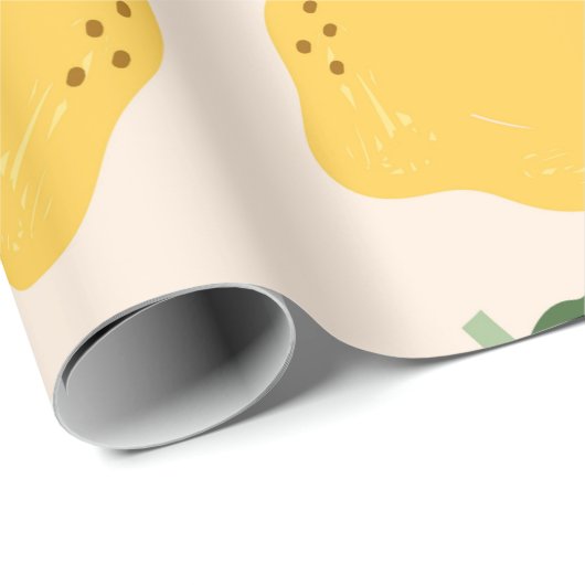 Gele grijze leemten, groene bladeren. Vers smaakst Cadeaupapier (Rol Hoek)