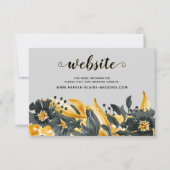 Gele grijze legant-website voor bruiloft in Floral RSVP Kaartje (Voorkant)