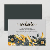 Gele grijze legant-website voor bruiloft in Floral RSVP Kaartje (Voorkant / Achterkant)