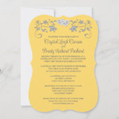 Gele, Grijze Liefdesharten Bruiloft Uitnodiging (Achterkant)