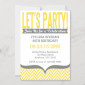 Gele Grijze Moderne Magnetische Verjaardagsuitnodi Magnetische Uitnodiging (Voorkant)