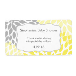 Gele Grijze Mums Waterfles Favor Etiket