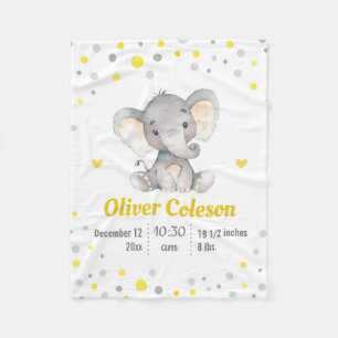Gele Grijze Olifant Polka Dot Baby Stats Kwekerij Fleece Deken